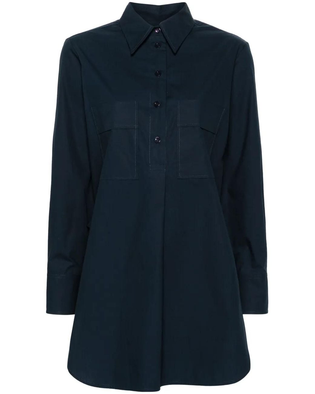 MODES GARMENTS Blue Side-Slit Poplin Shirt
