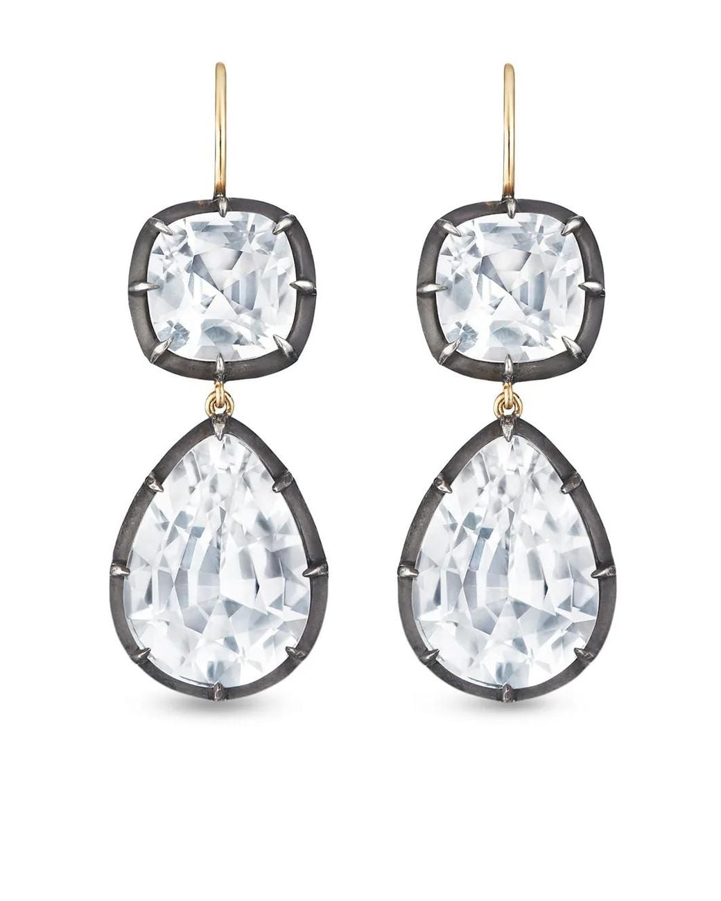 Fred Leighton White 18Kt Double Topaz Drop Earrings