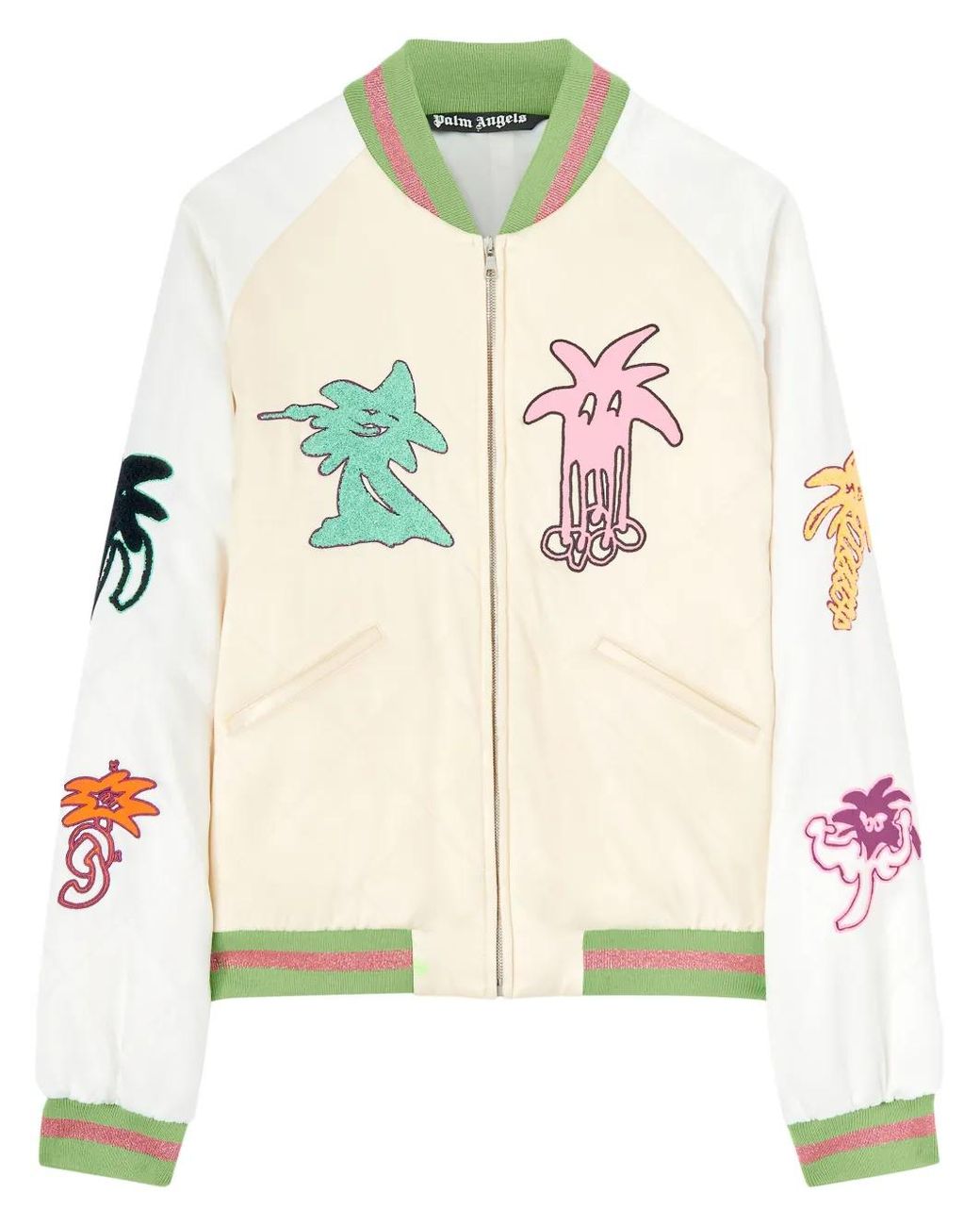 Palm Angels Natural Palmity Quilted Bomber Jacket