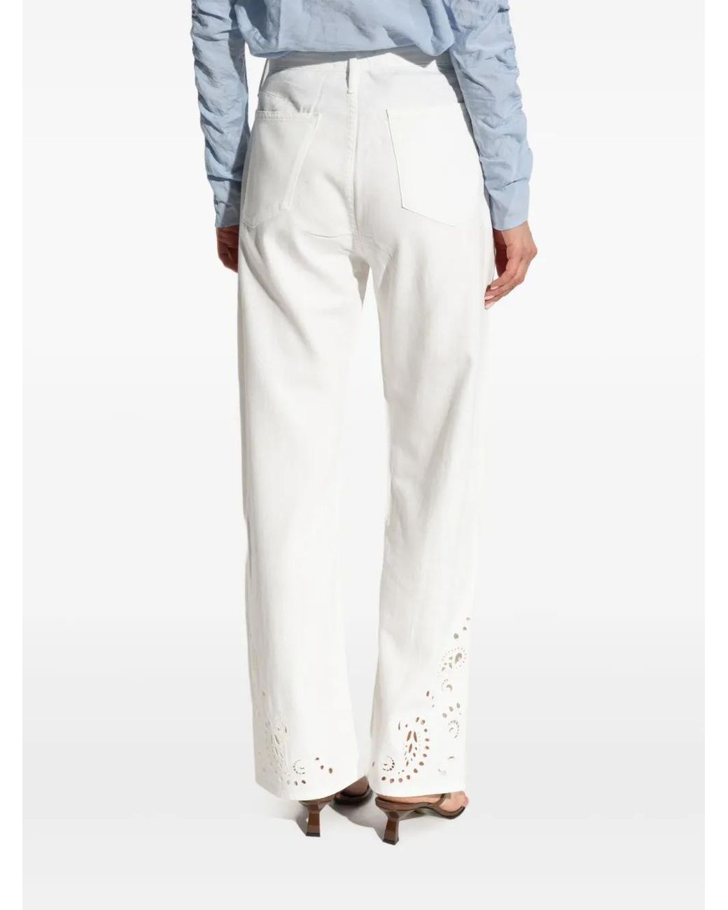 Rag & Bone White Embroidery Drawstring Trousers