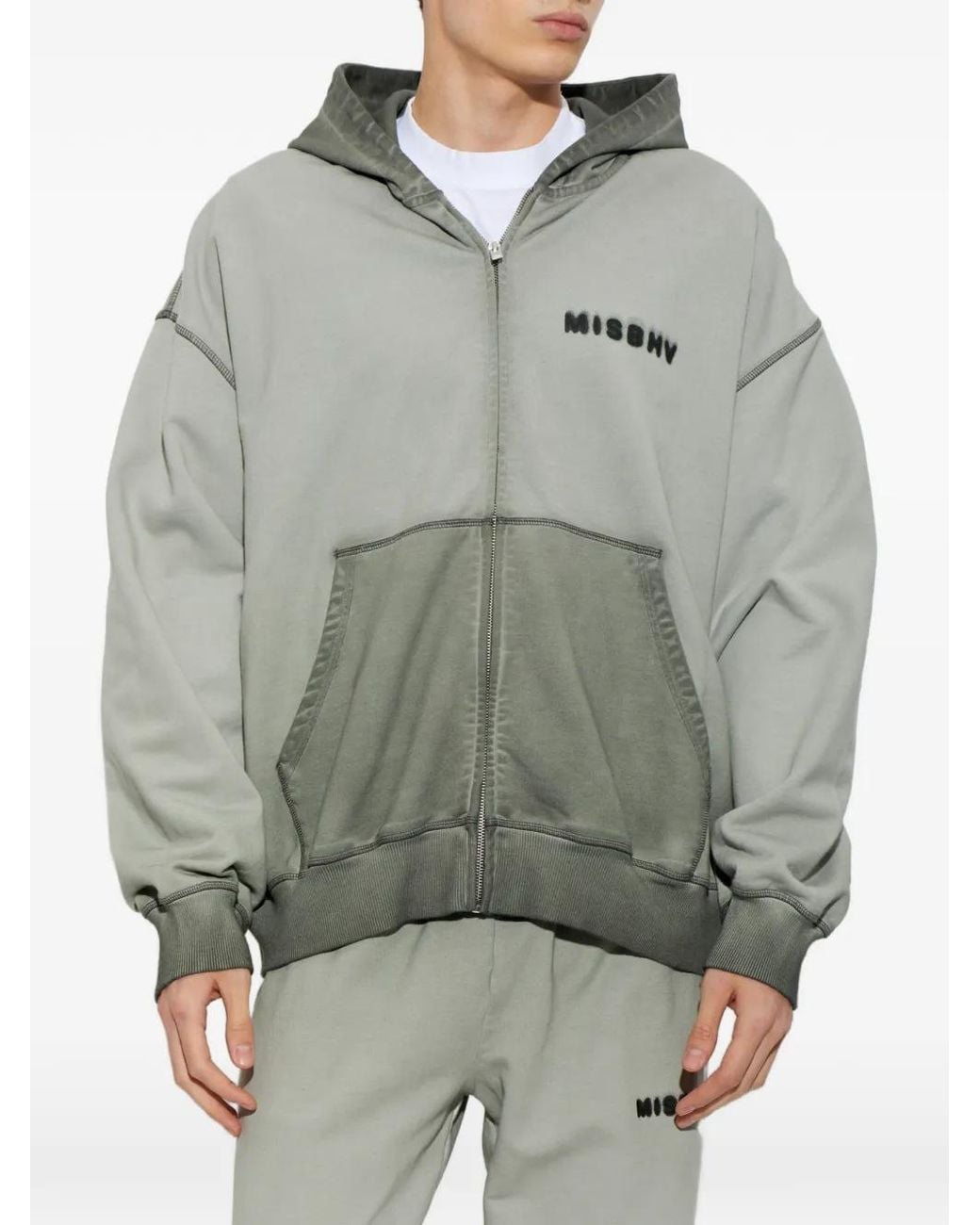 M I S B H V Gray Community Zip-Up Hoodie