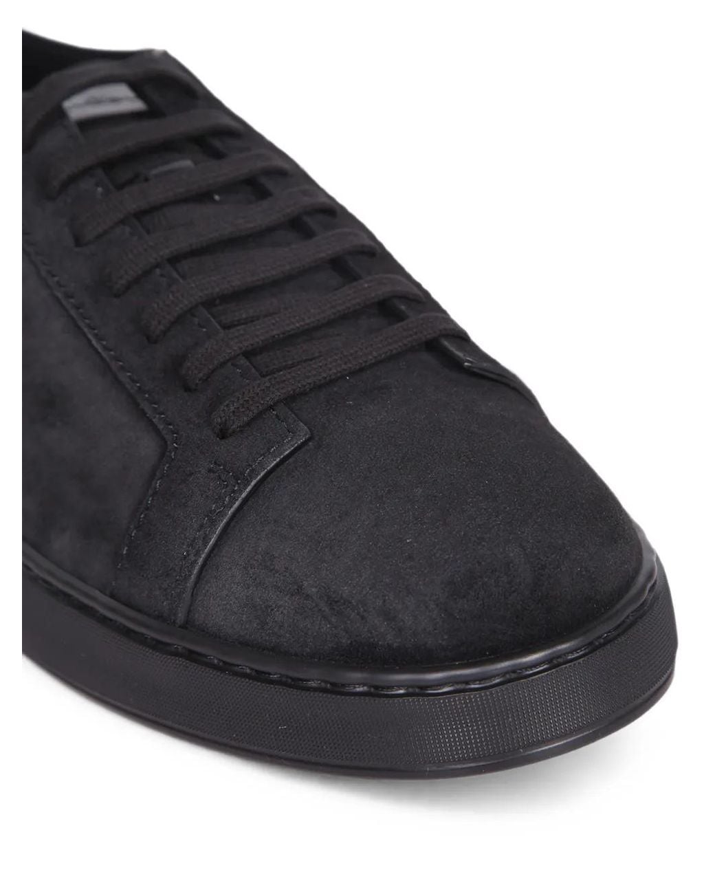 Santoni Black Suede Lace-Up Sneakers for men