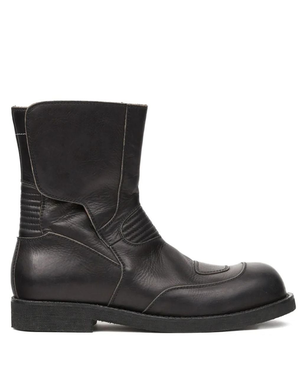 MM6 by Maison Margiela Leather Ankle Boot in Black for Men | Lyst