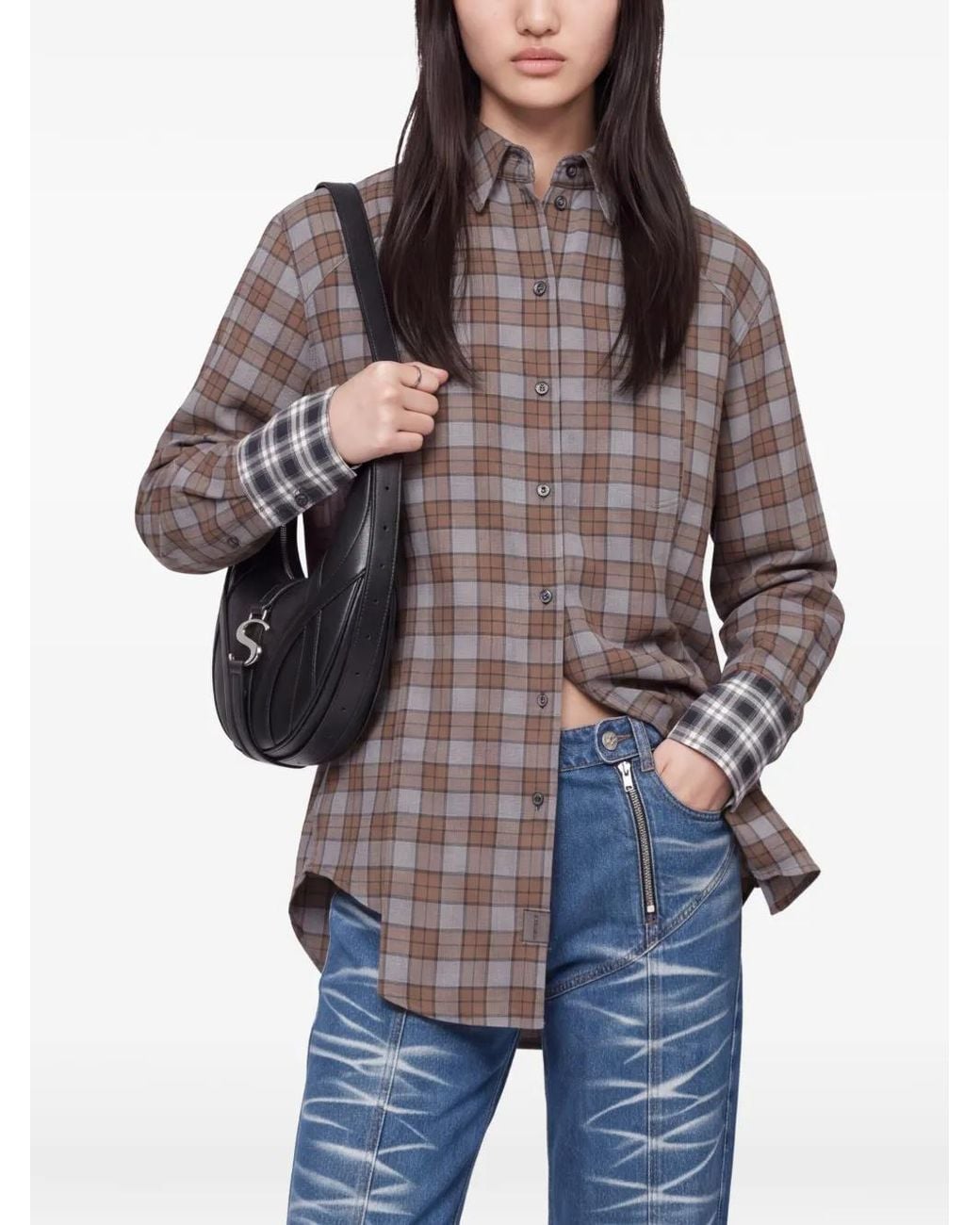 SRVC Studio Gray Rhea Check Flannel Shirt