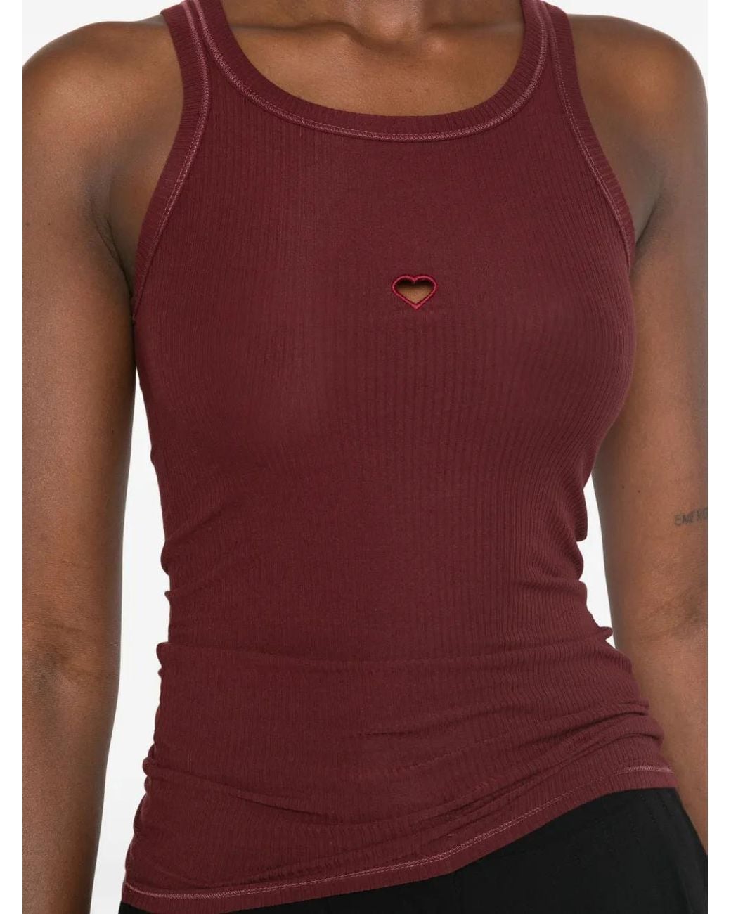 Baserange Red Heart Ribbed-Knit Tank Top
