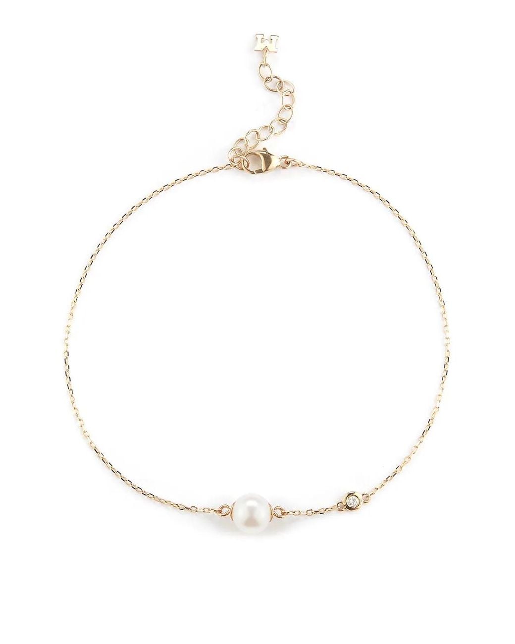 Mateo White 14Kt Diamond Pearl Chain Bracelet