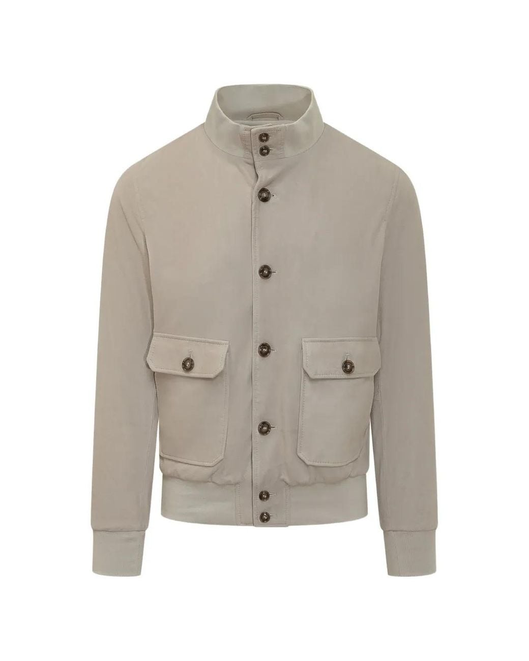Barba Napoli Gray Button-Up Patch-Pocket Jacket for men