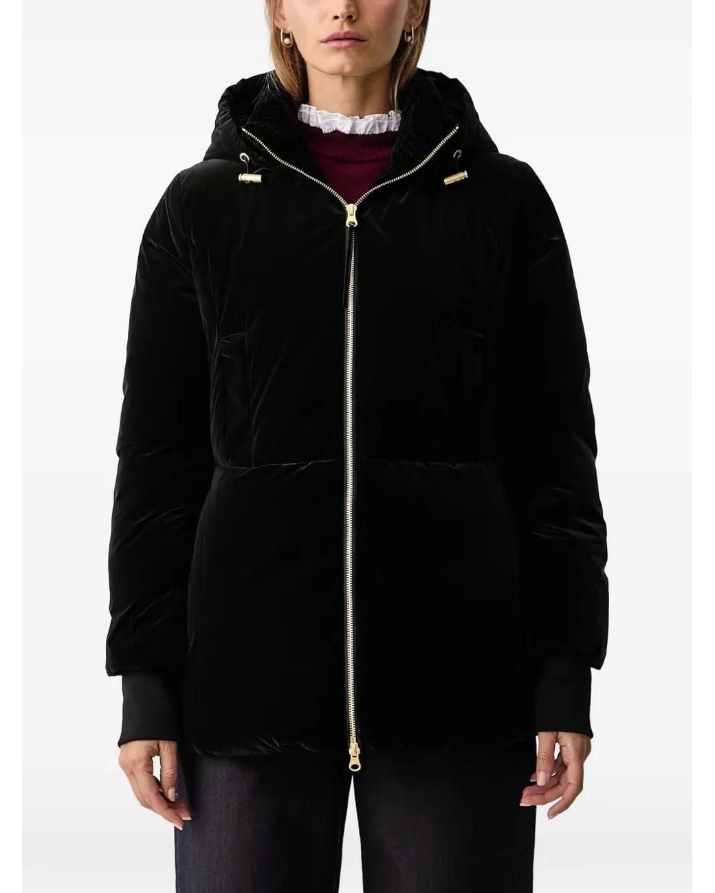 ARMANI EXCHANGE Black Velvet-Effect Hooded Jacket