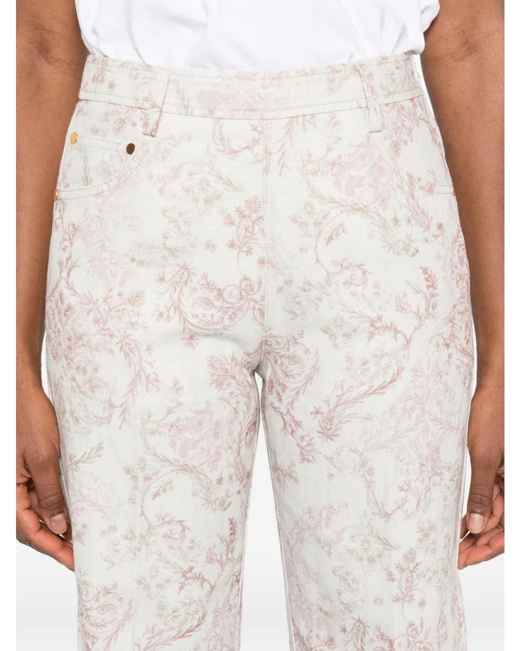 Forte_forte White Pants 5 Tasche Vita Alta Denim"Nontiscordardime"