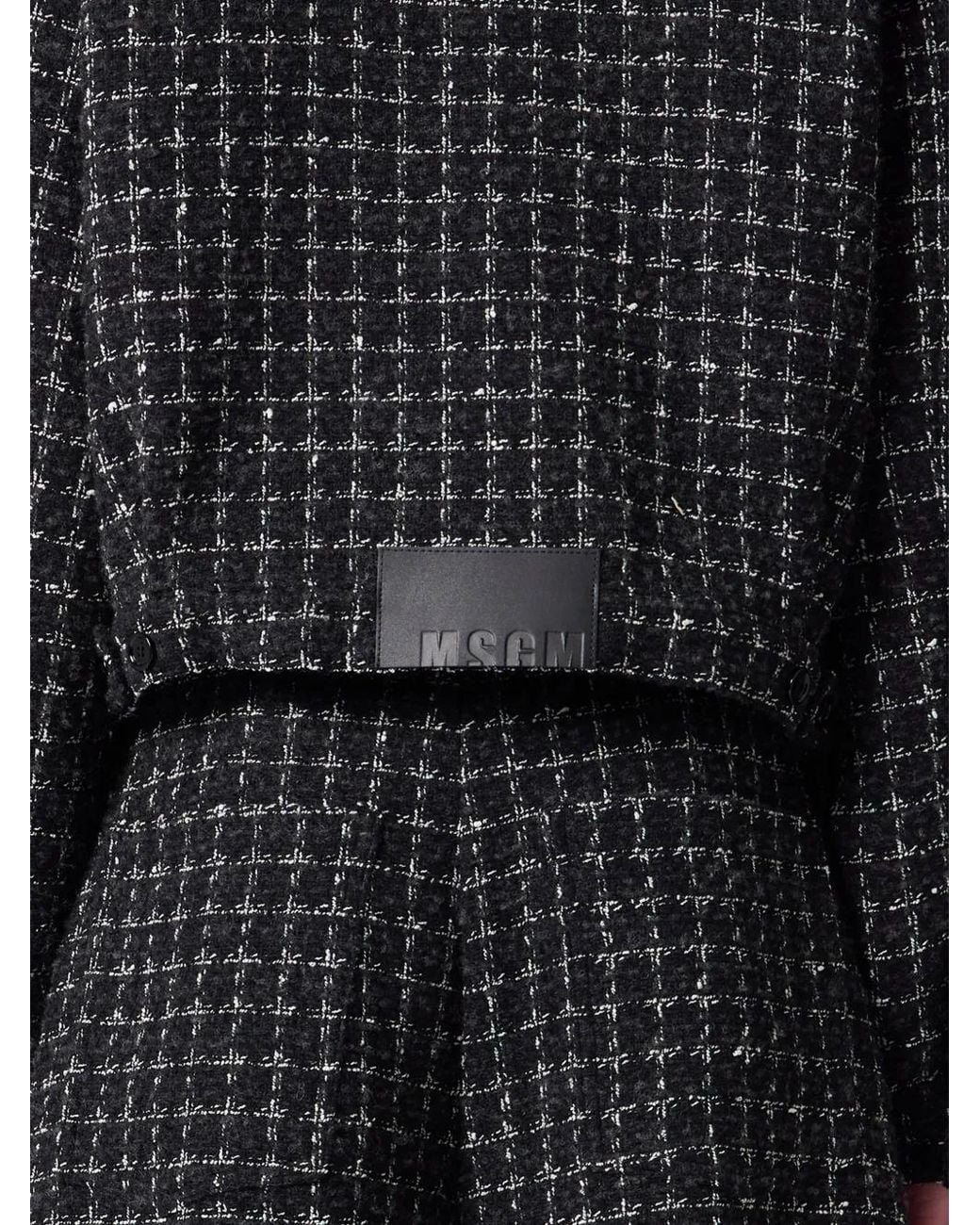 MSGM Black Check-Pattern Tweed Jacket for men