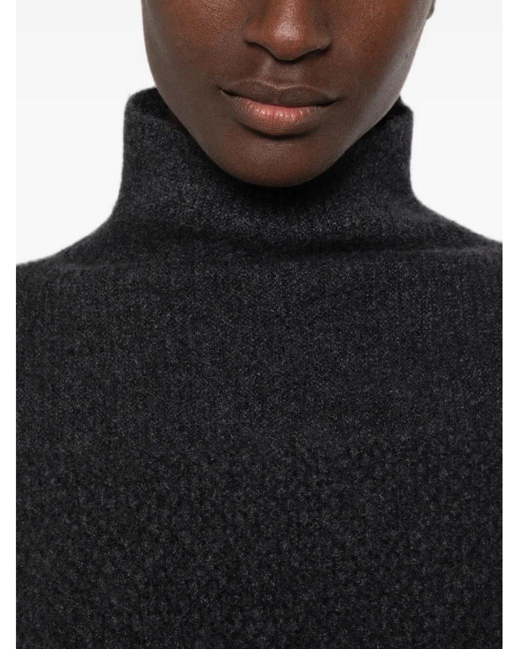 Ruohan Black High-Neck Textured Sweater