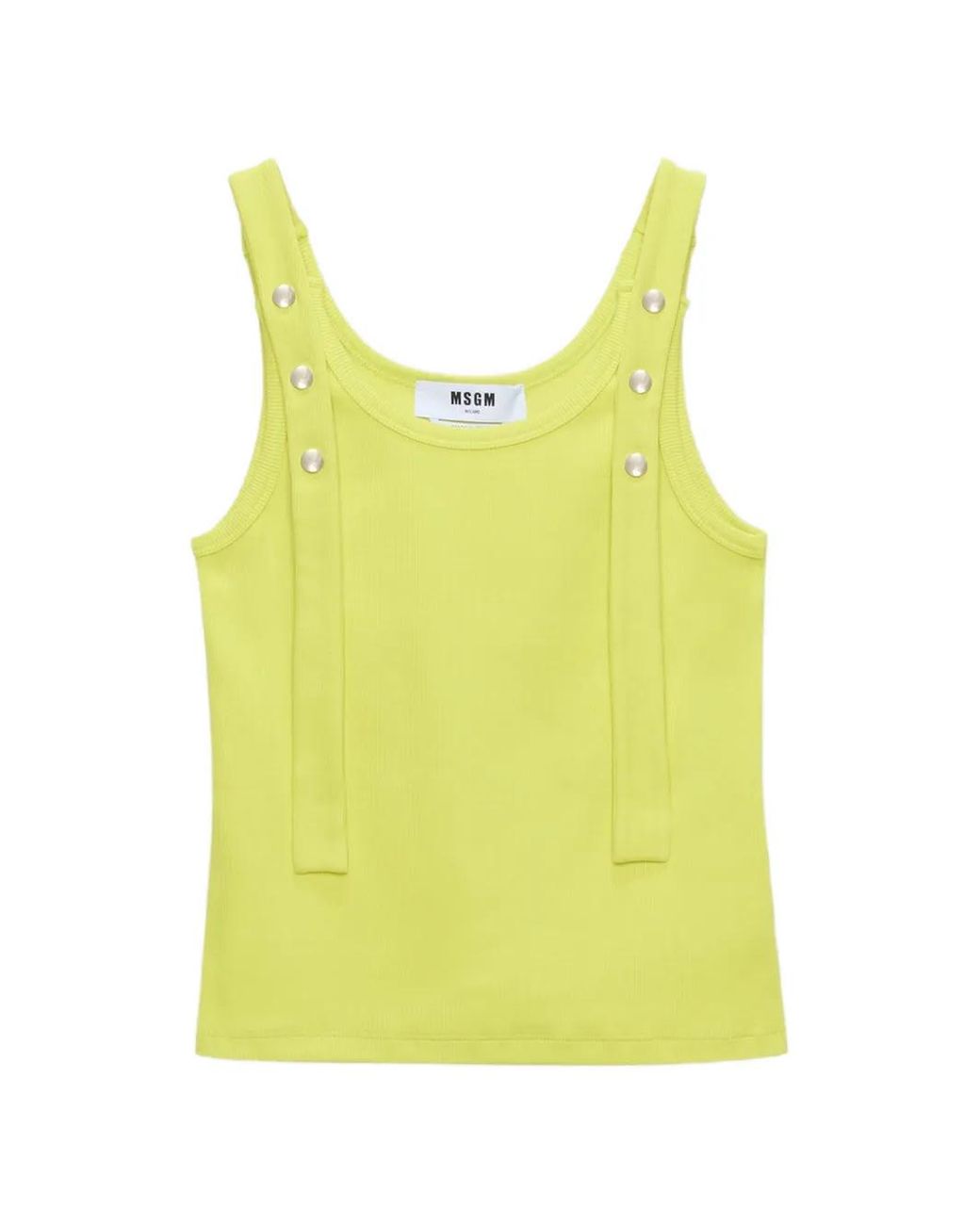 MSGM Yellow Haut À Bretelles Nouées À Perles