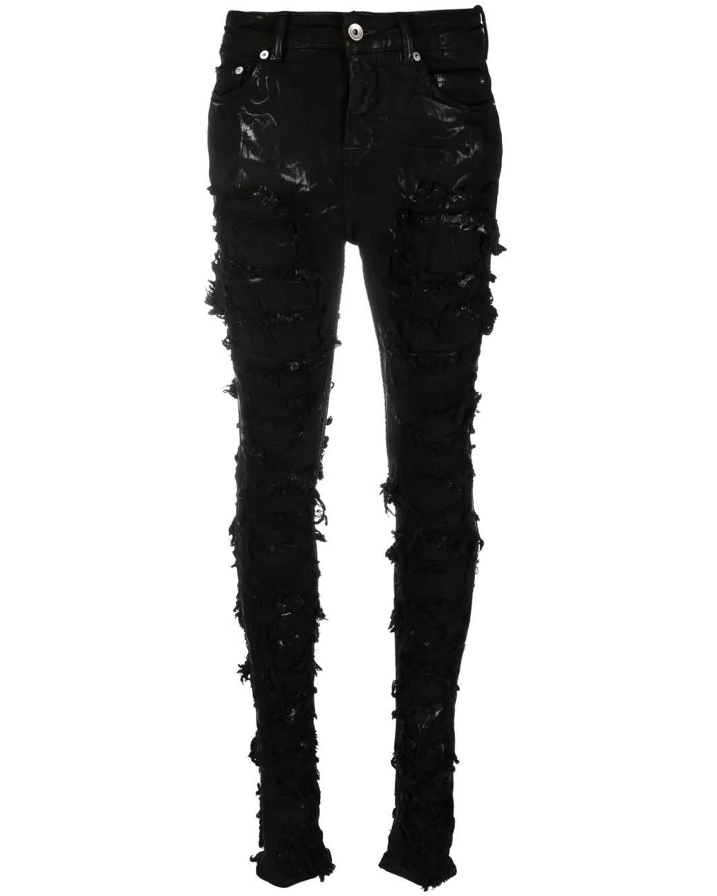 Rick Owens Black Luxor Deroit Cut Denim Jeans