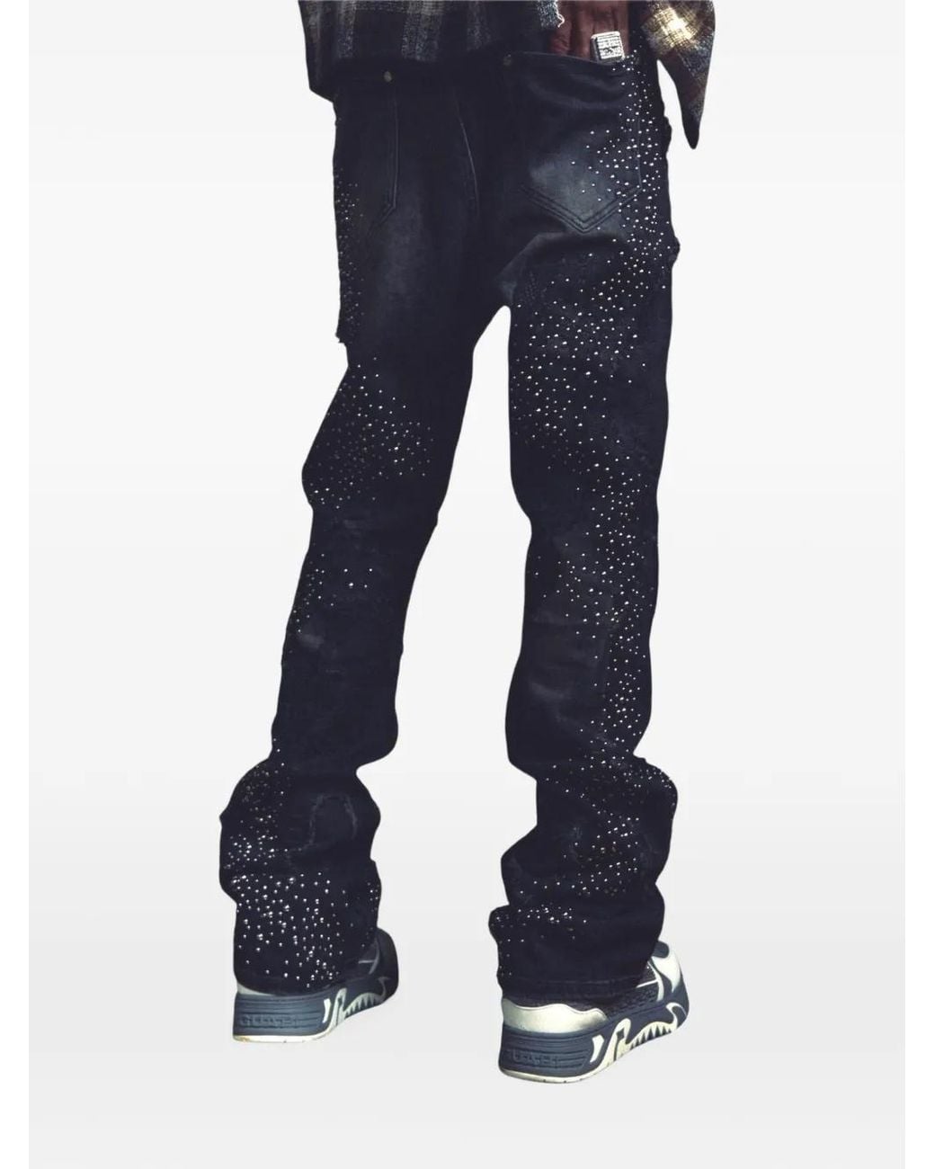 GUAPI Black Obsidian Sacred Skull Straight-Leg Jeans for men