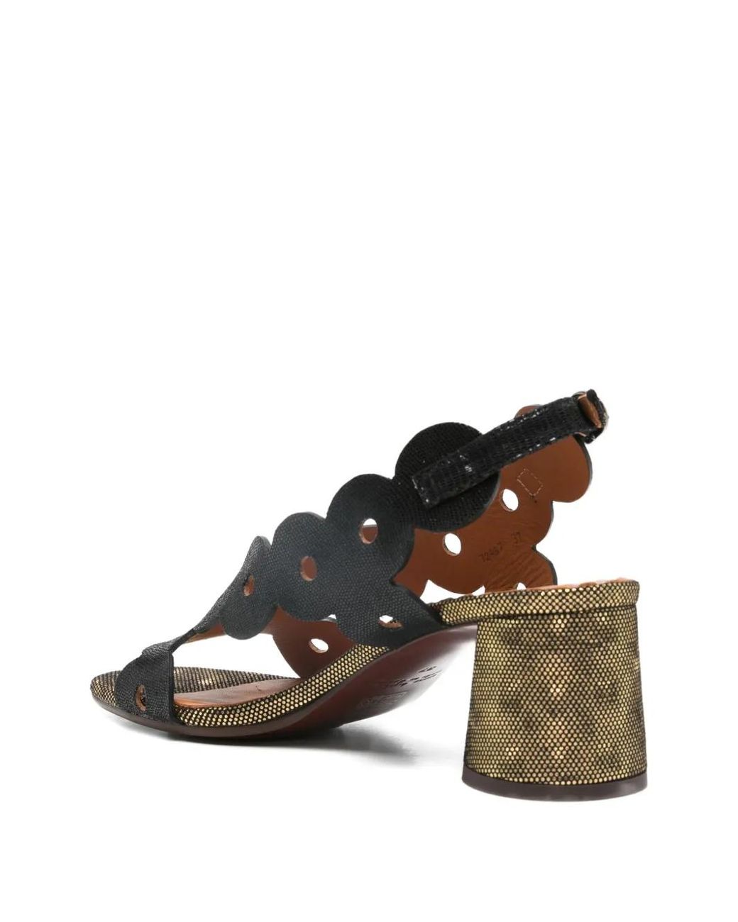 Chie Mihara Black Scalloped Ryed Sandals