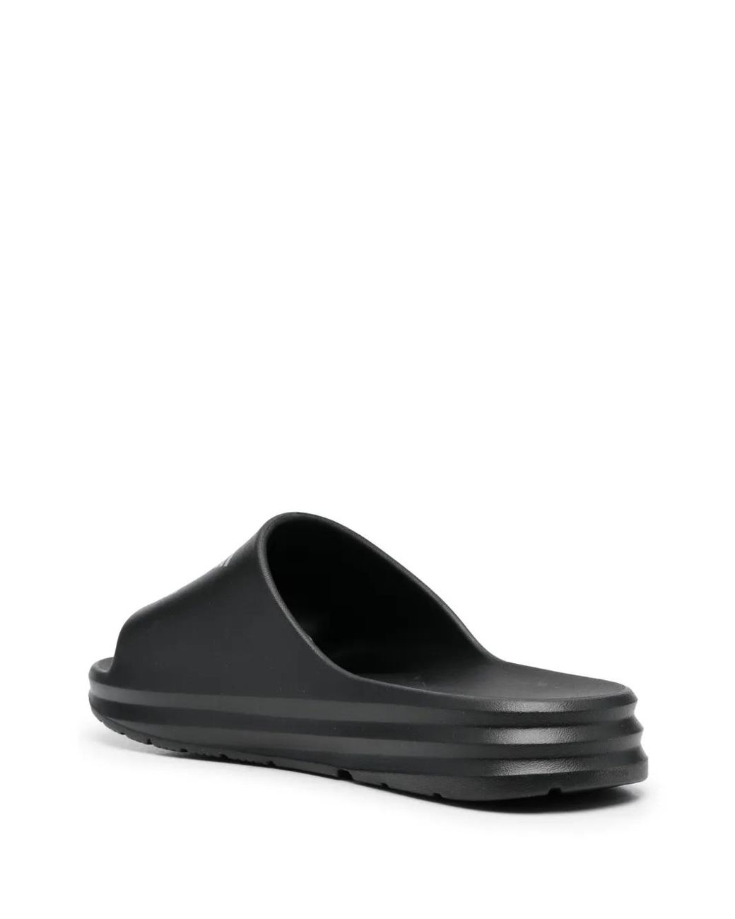 EA7 Black Logo-Print Slip-On Slides for men