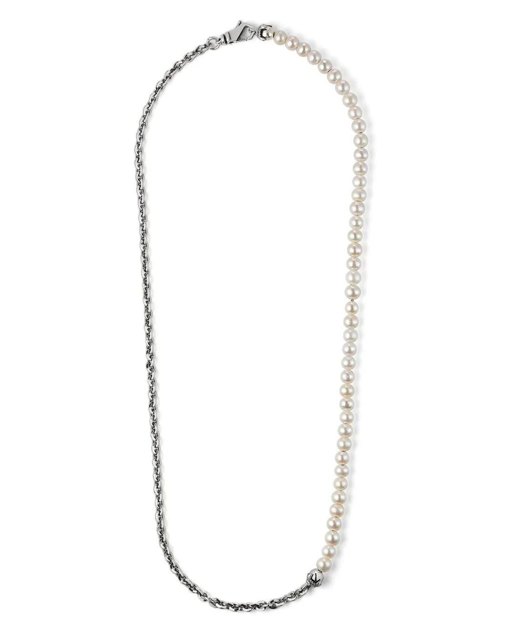 Emanuele Bicocchi White Half Pearl Chain Necklace