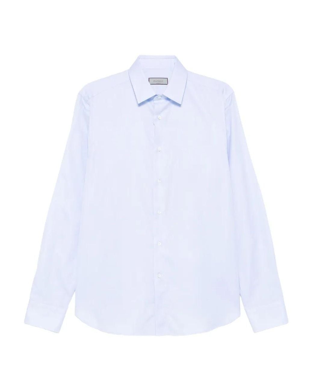 Canali White Long-Sleeve Cotton Shirt for men