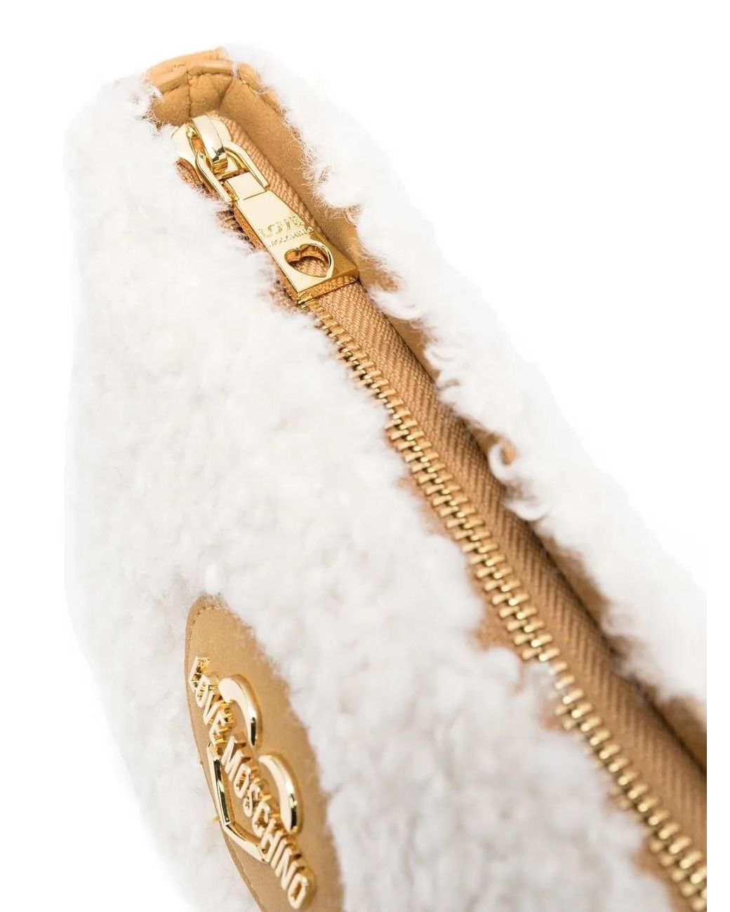 Love Moschino Natural Faux-Shearling Crossbody Bag