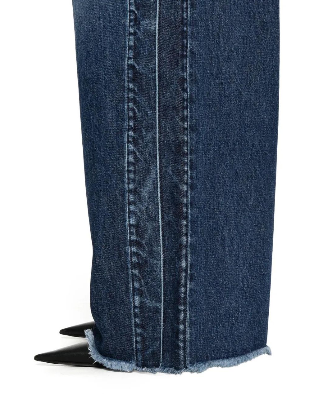 Stella McCartney Blue Panelled Frayed Jeans