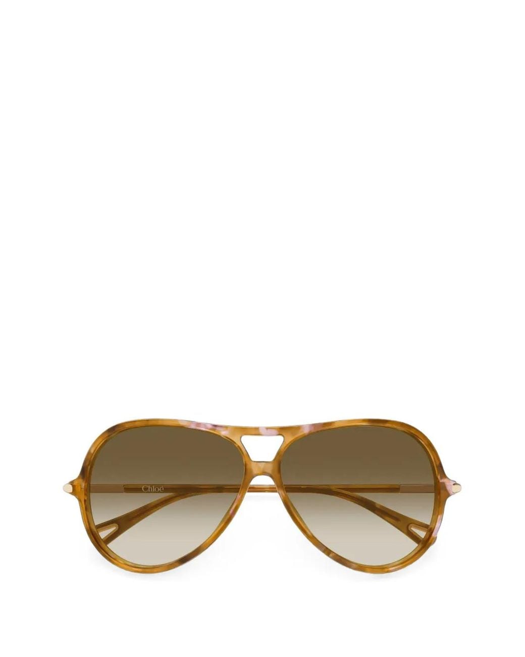 Chloé Metallic Tortoiseshell-Effect Pilot-Frame Sunglasses