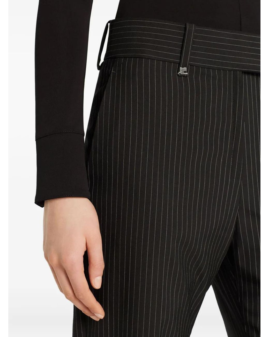 Courreges Black Pinstriped Trousers