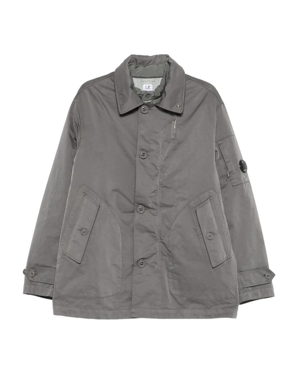 C P Company Gray Button-Fastening Coat for men
