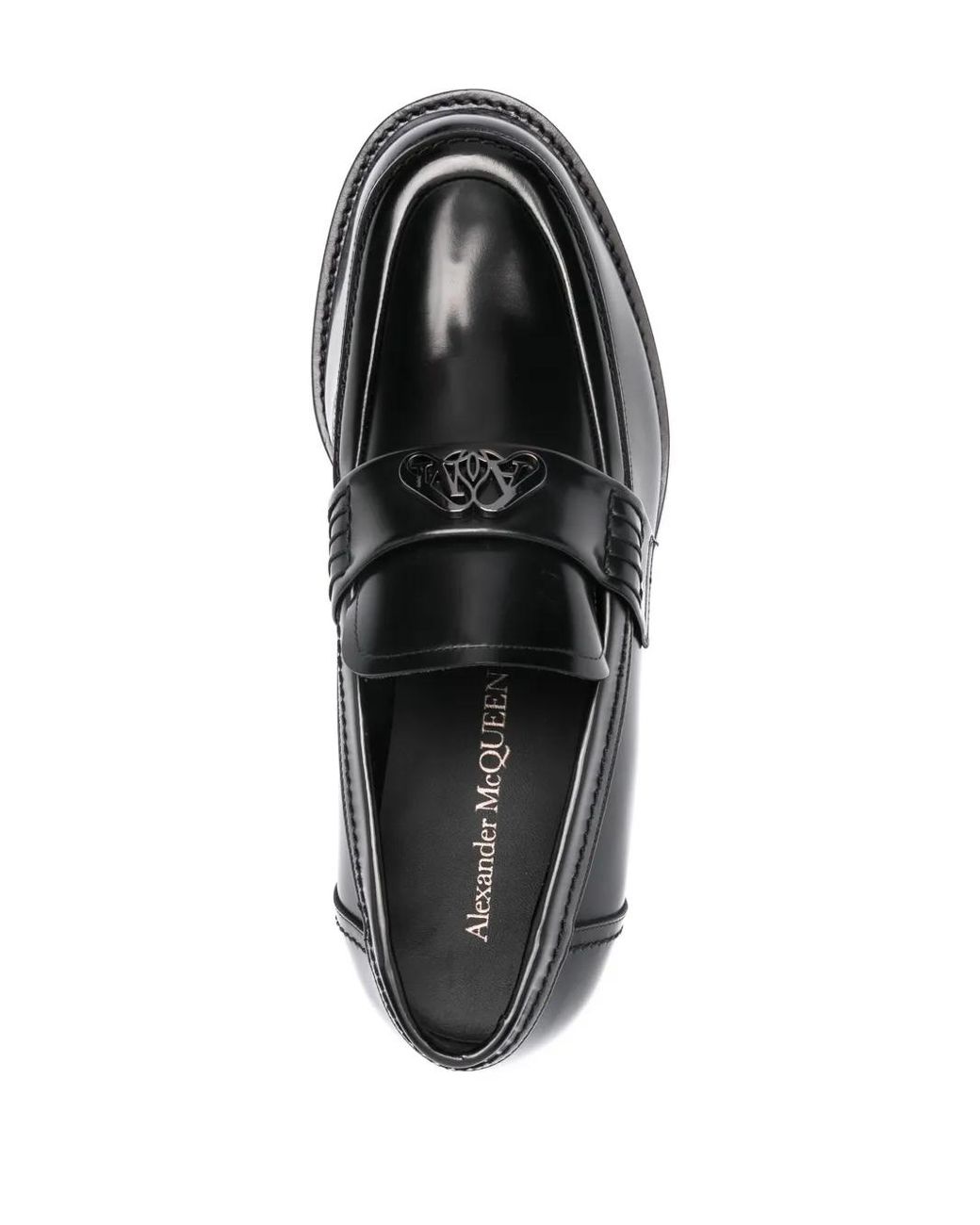 McQueen Black Seal Leather Loafers for men