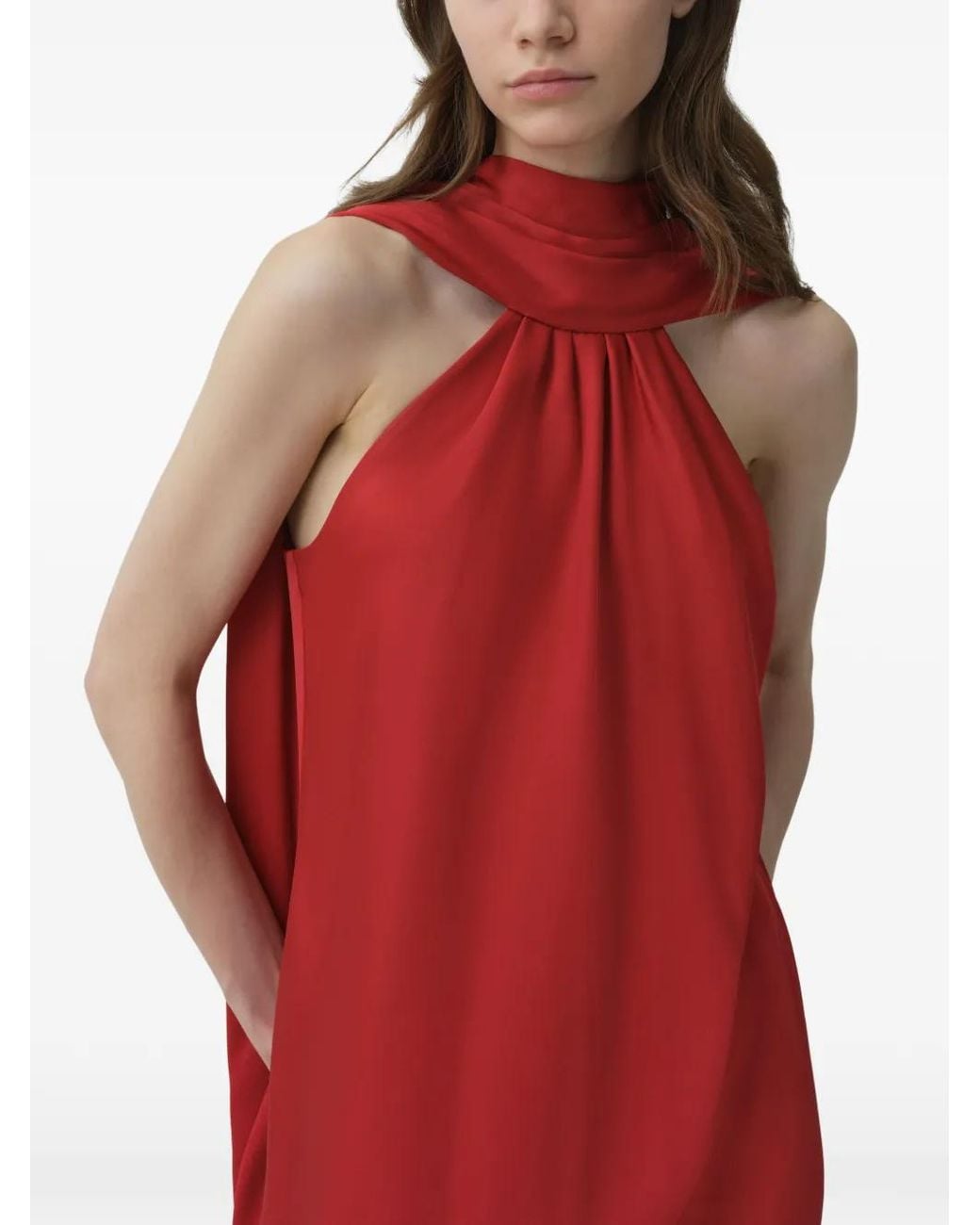 Jonathan Simkhai Red Toni Cape-Detail Mini Dress