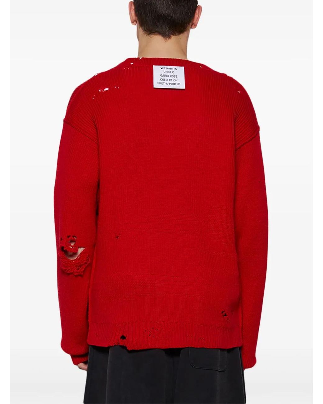 Vetements Red Destroyed Jumper for men