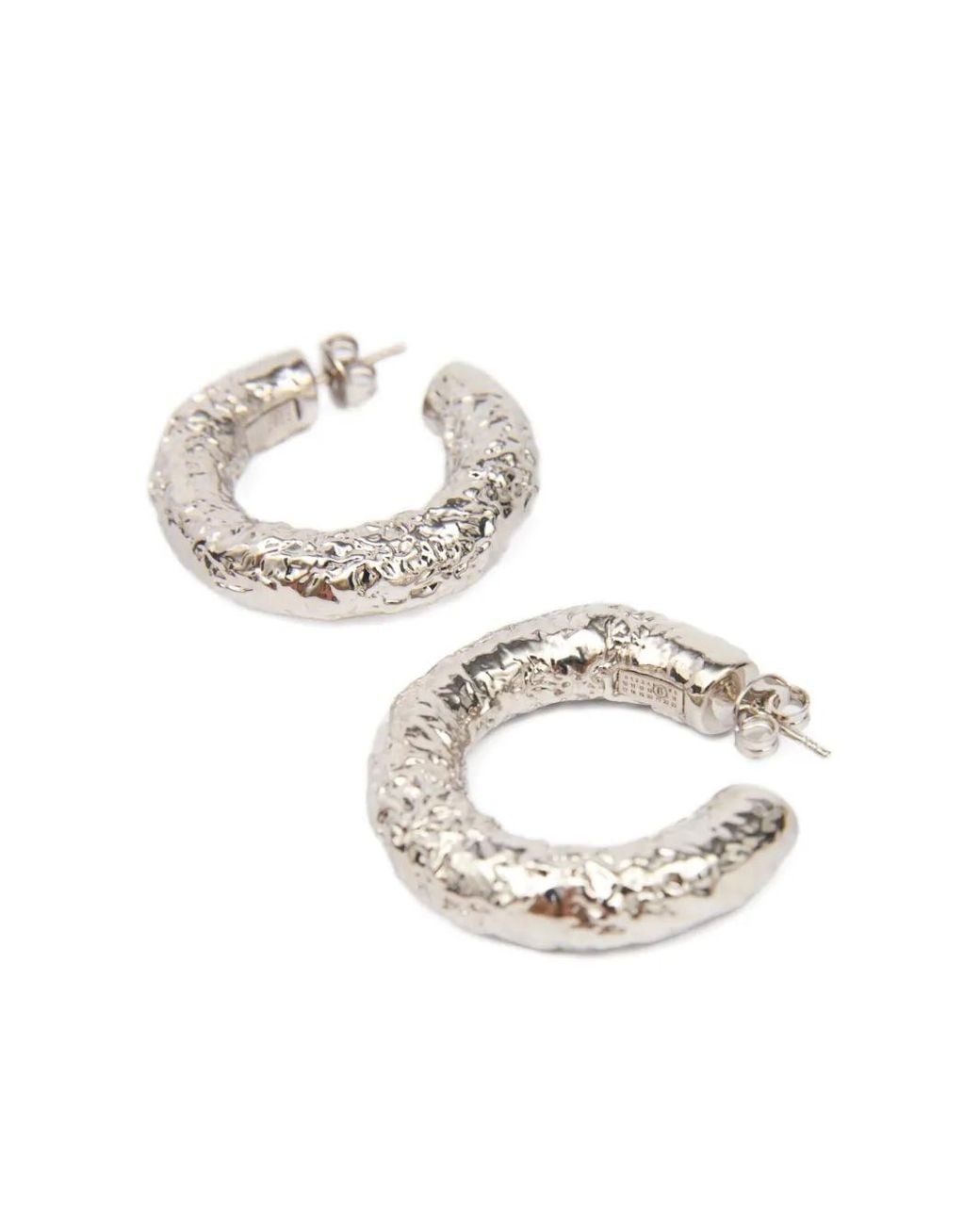 MM6 by Maison Margiela Metallic Tinfoil-Textured Hoop Earrings