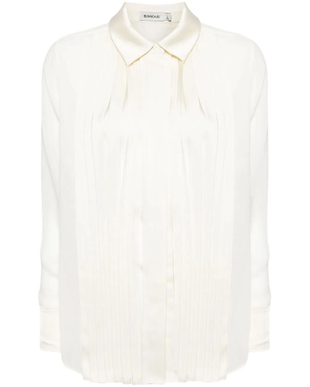 Jonathan Simkhai White Vinka Pleated-front Blouse