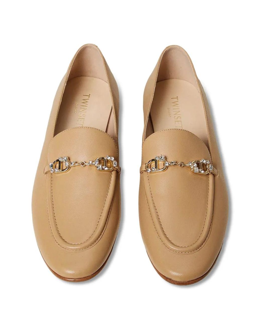 Twinset Natural Oval T Leather Loafers