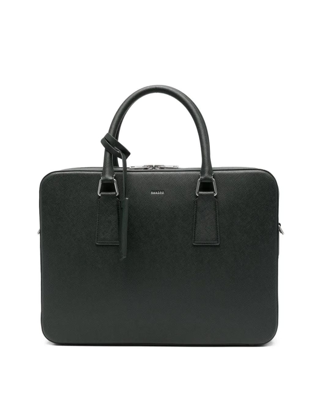 Sandro Black Reconstituted Leather Briefcase for men