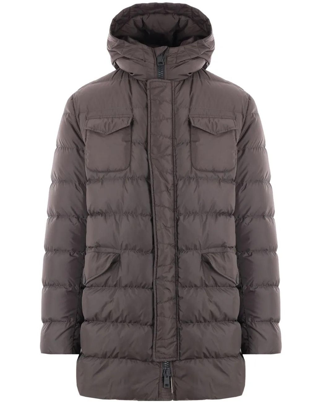 Herno Gray Hooded Padded Coat for men