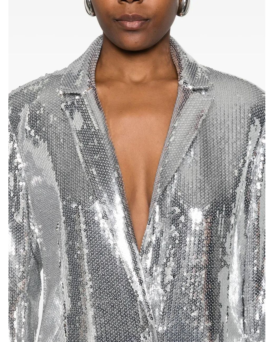 Patrizia Pepe Gray Sequinned Blazer