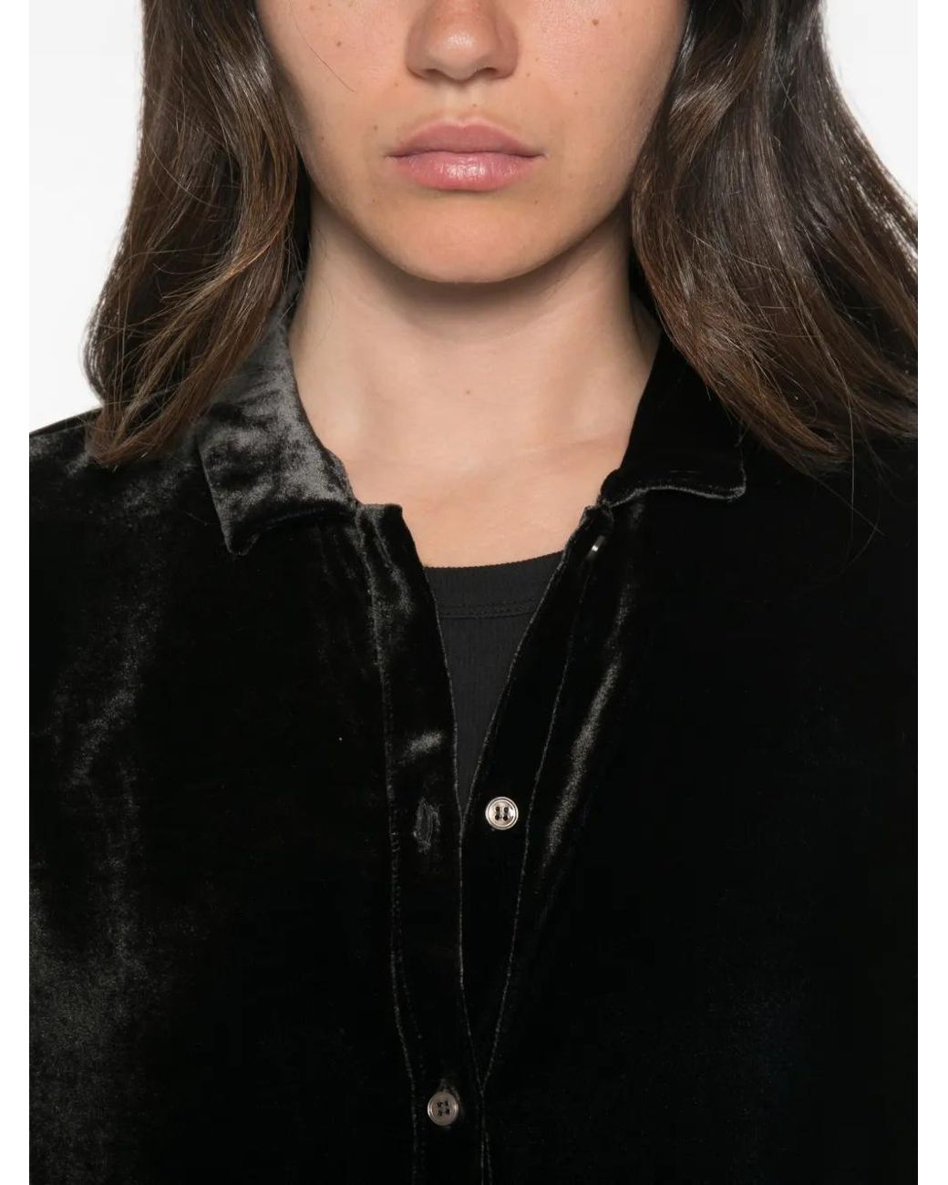 Whyci Black Velvet Long-Sleeve Shirt