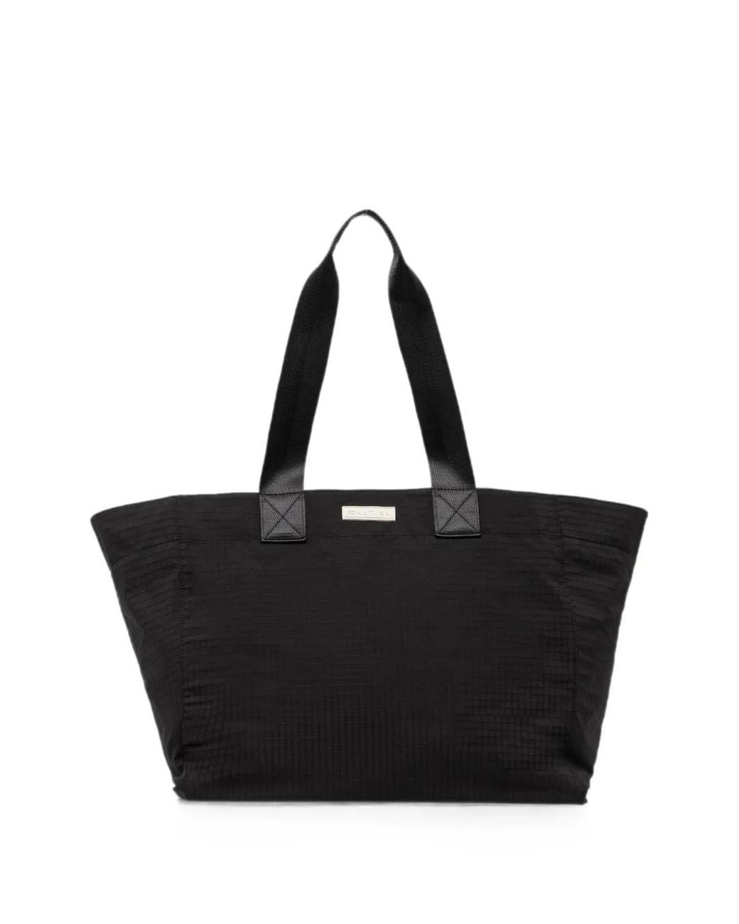 P.E Nation Black Nation Residency Grid-Texture Logo-Plaque Tote Bag