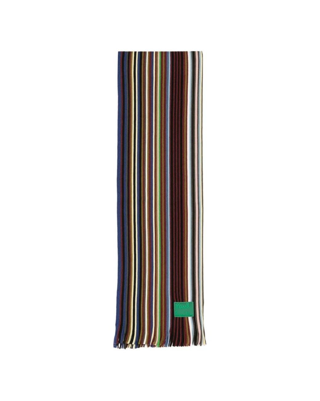 Paul Smith White Wool Iver-Stripe Scarf for men