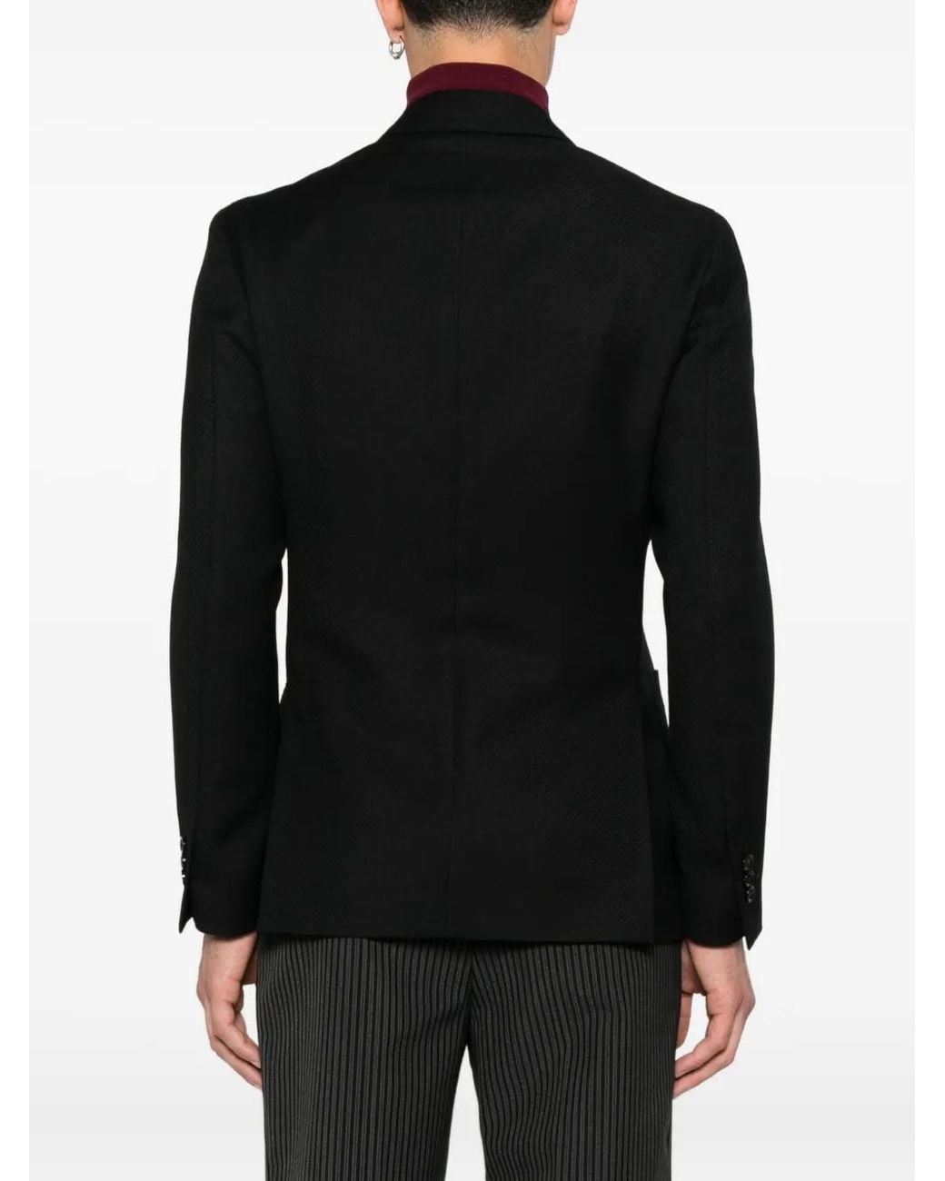 Lardini Black Double-Breasted Wool Jacket for men