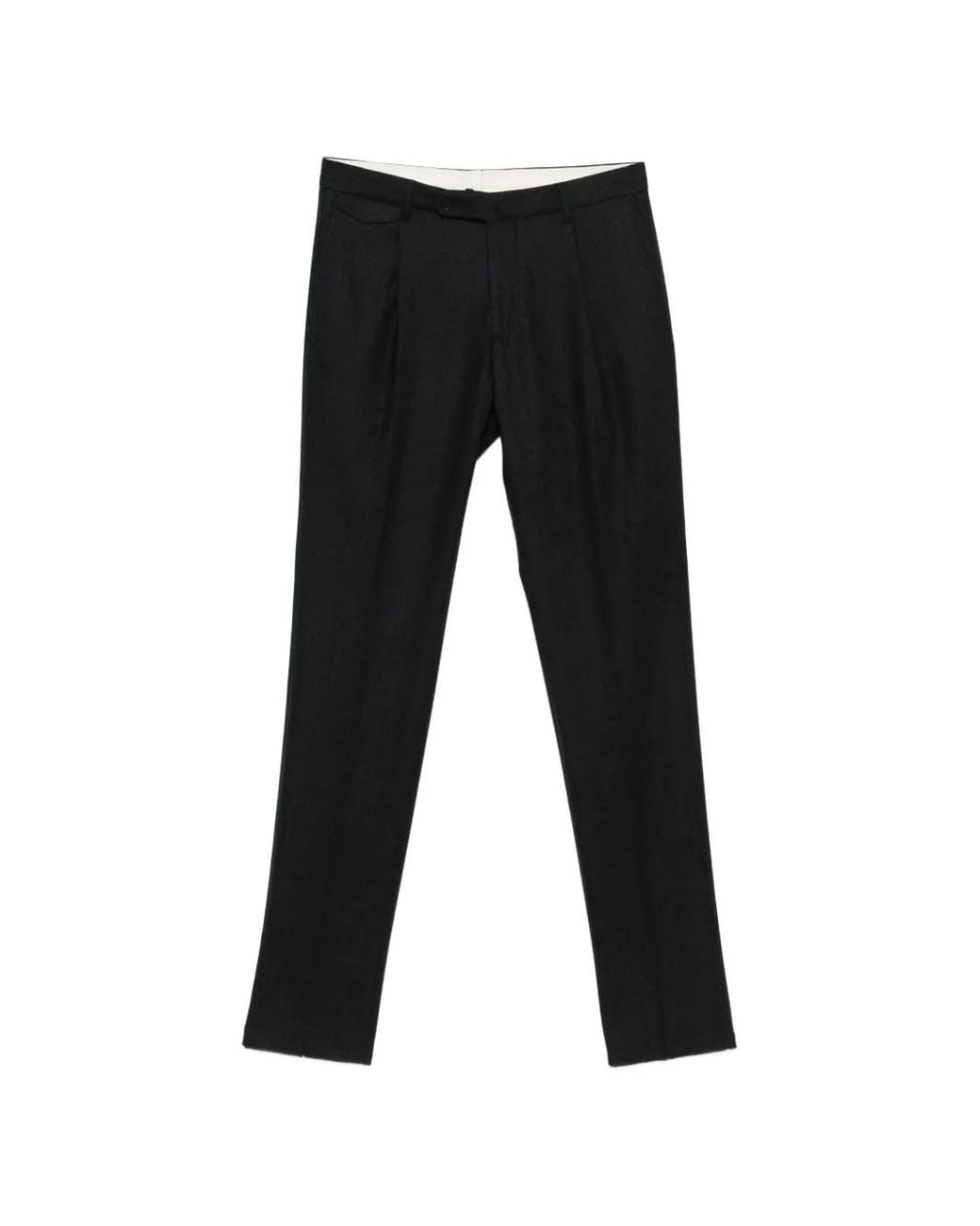 Tagliatore Black Pleated Trousers for men