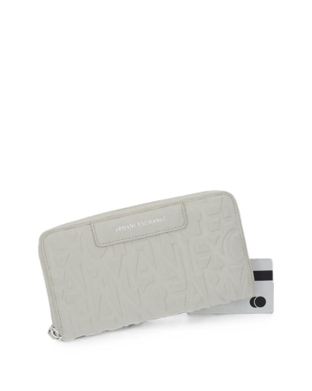 ARMANI EXCHANGE Gray Logo-Embossed Zip-Around Wallet