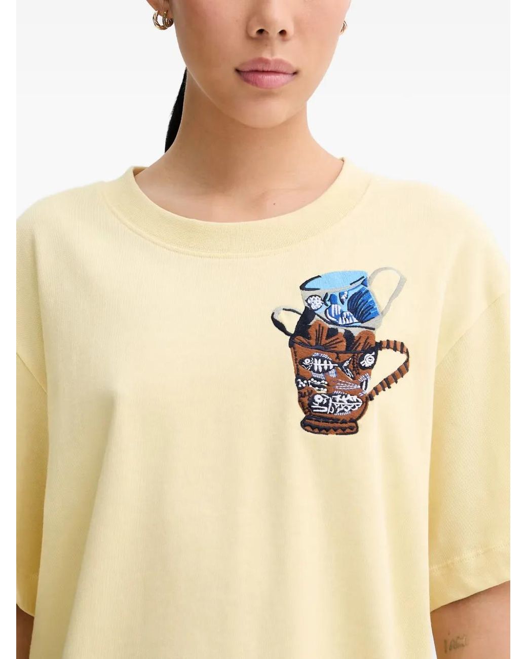 Munthe Blue Nuri Embroidered-Motif Short-Sleeve T-Shirt