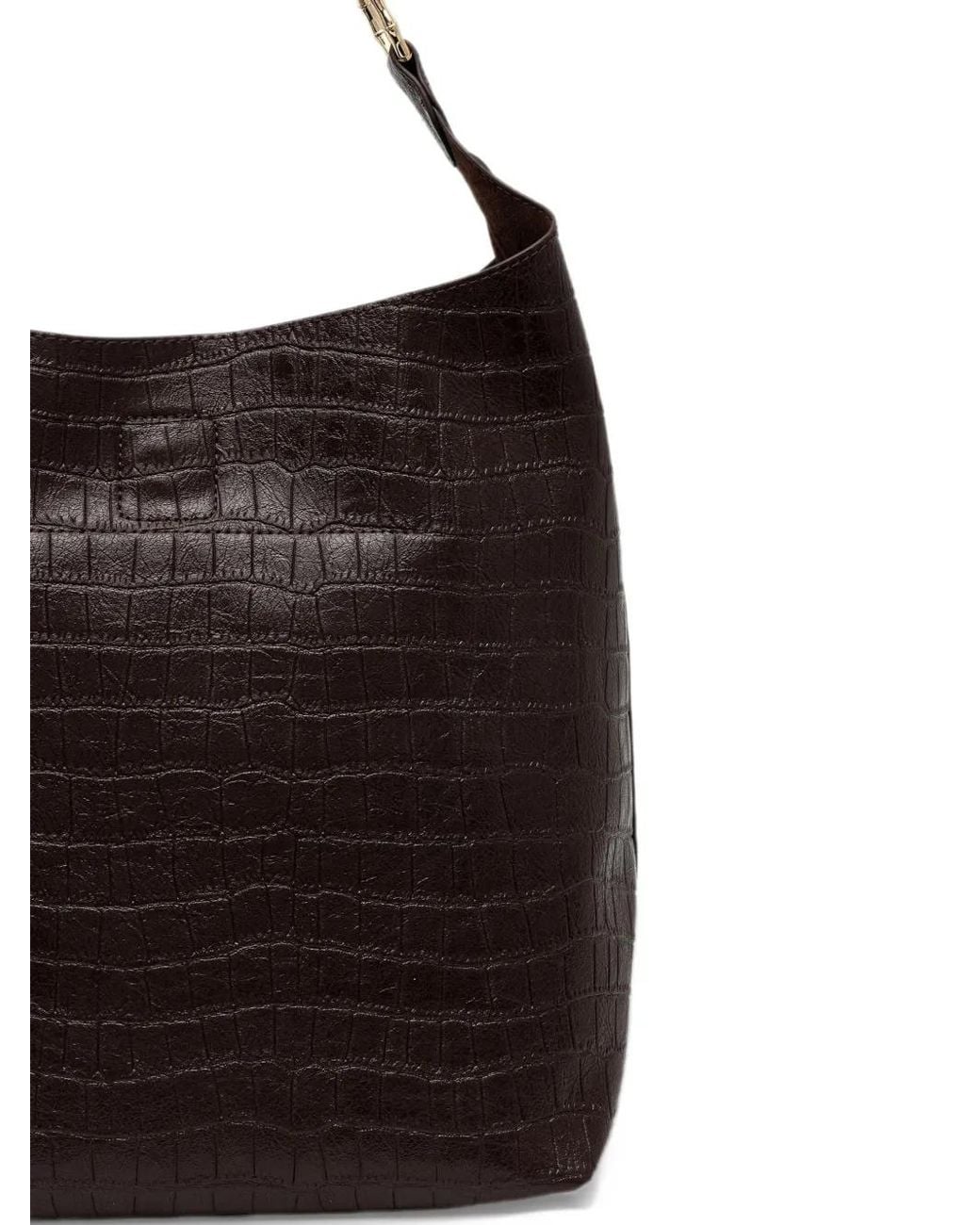 ERMANNO FIRENZE Black Crocodile-Effect Tote Bag