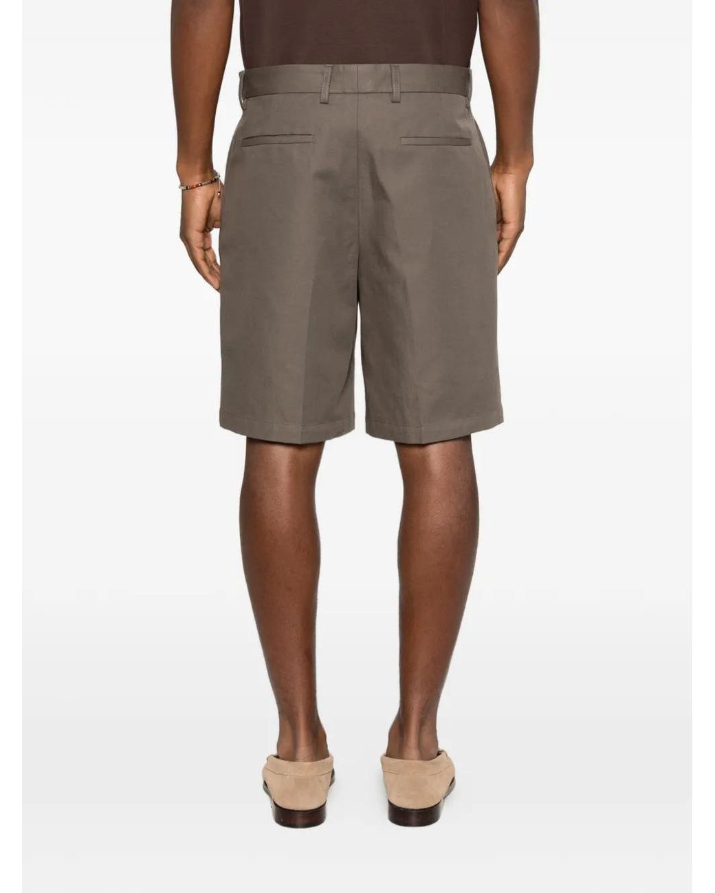Zegna Brown Pressed-Crease Shorts for men