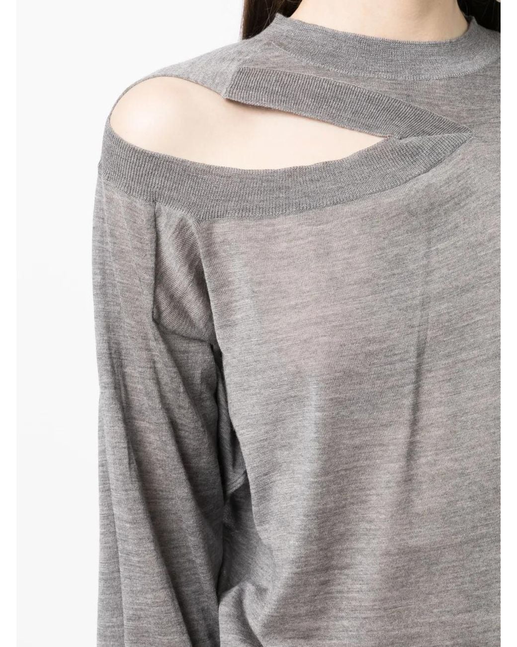 Stella McCartney Gray Fine-Knit Cut-Out Jumper