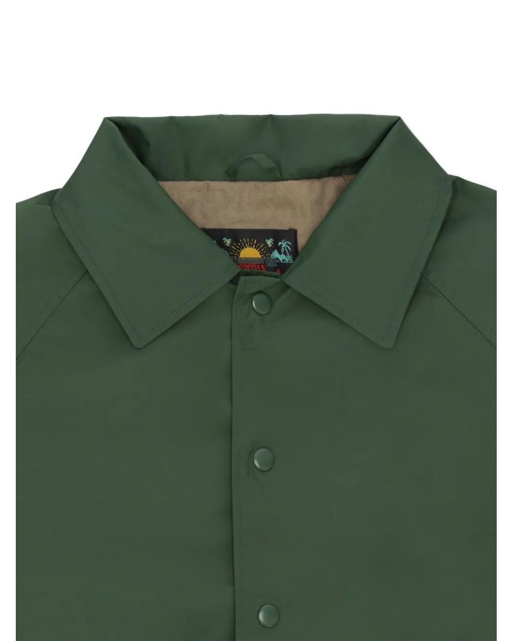 Fortela Green Coach Embroidered-Patch Drawstring Jacket for men