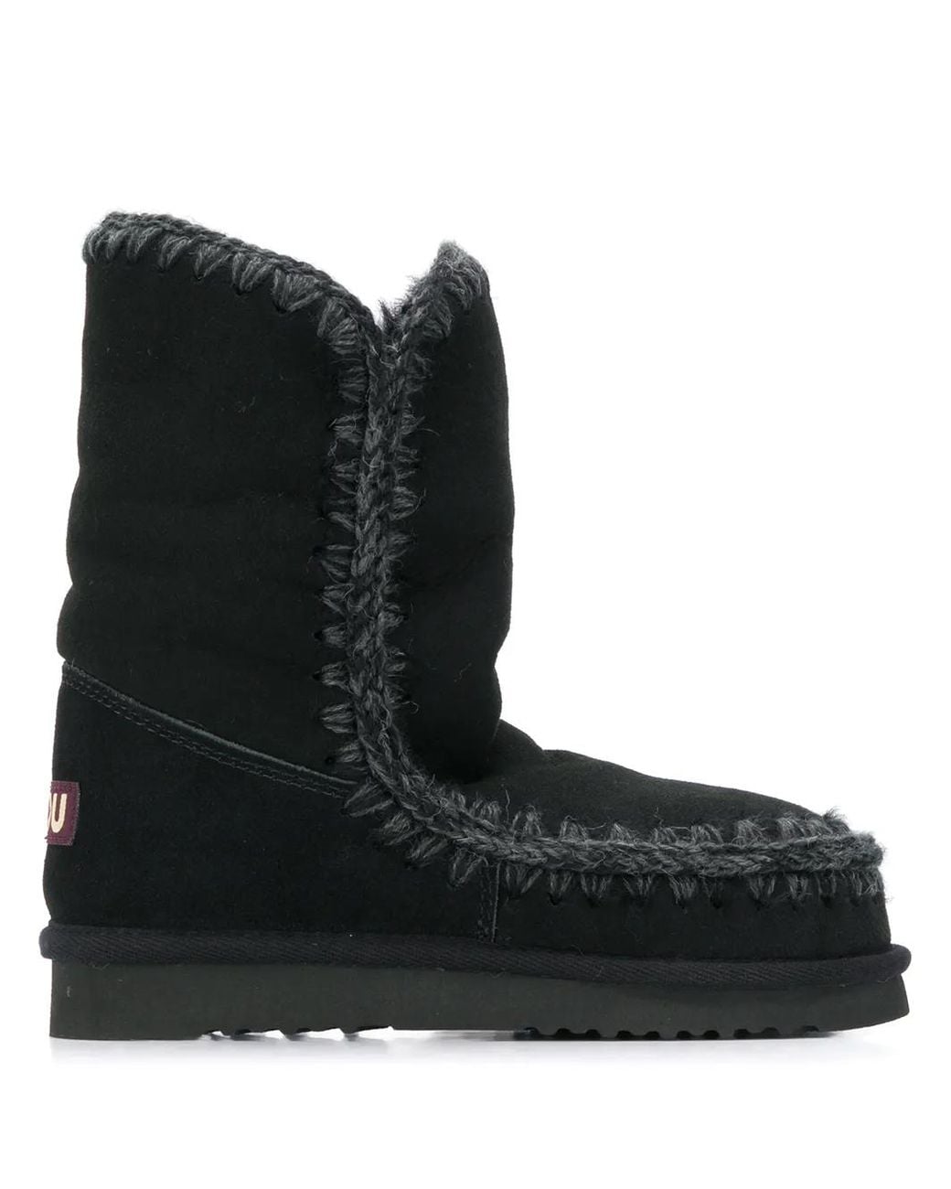 Mou Black Woven Detail Boots