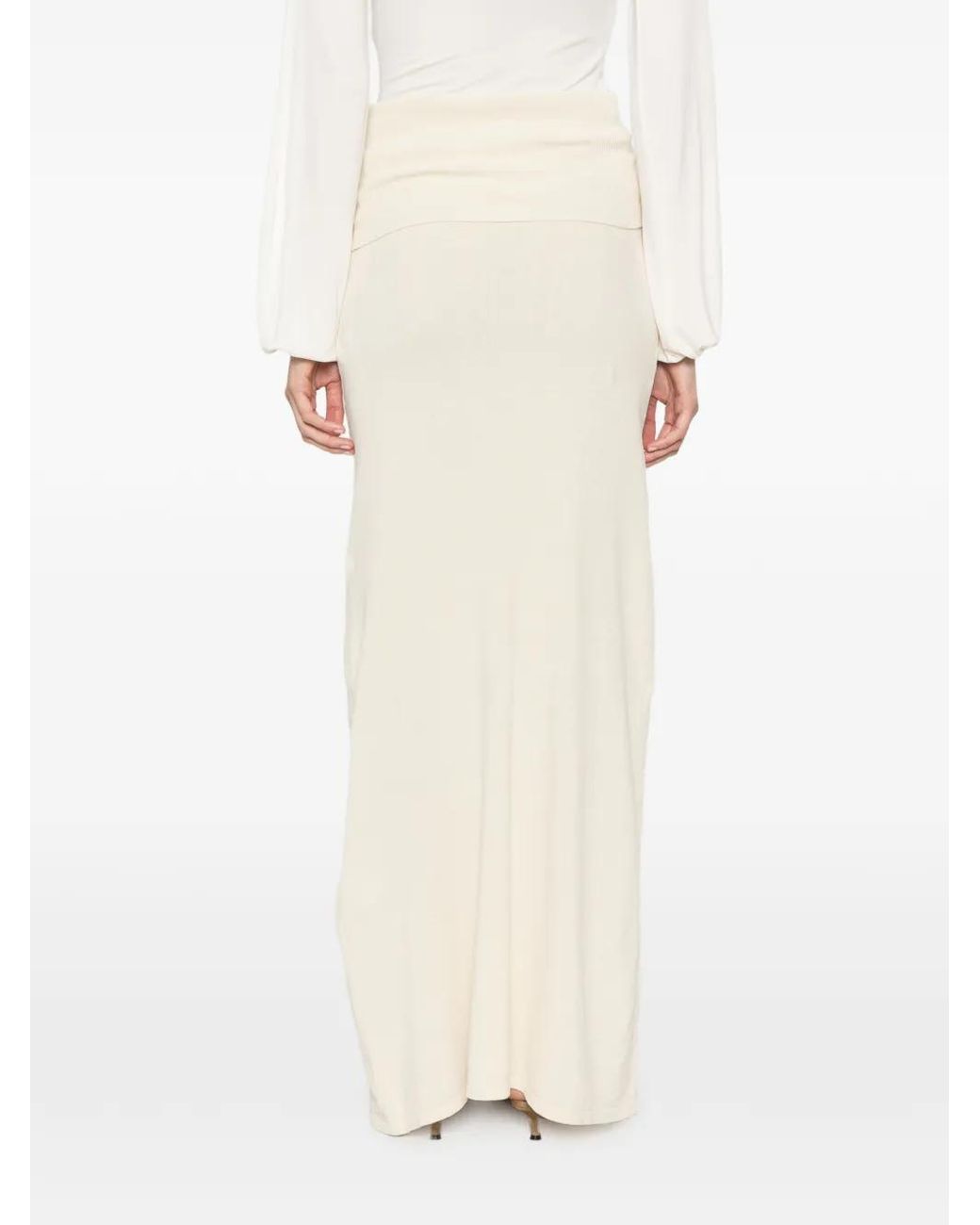 AYA MUSE White Oona Ribbed-Knit Maxi Skirt