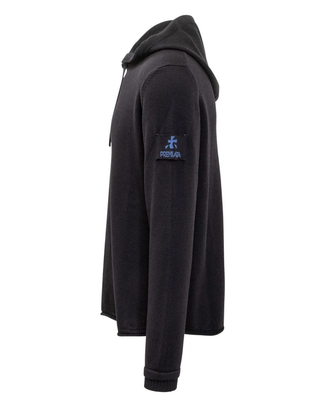 Premiata Blue Patch-Detail Wool Hoodie for men